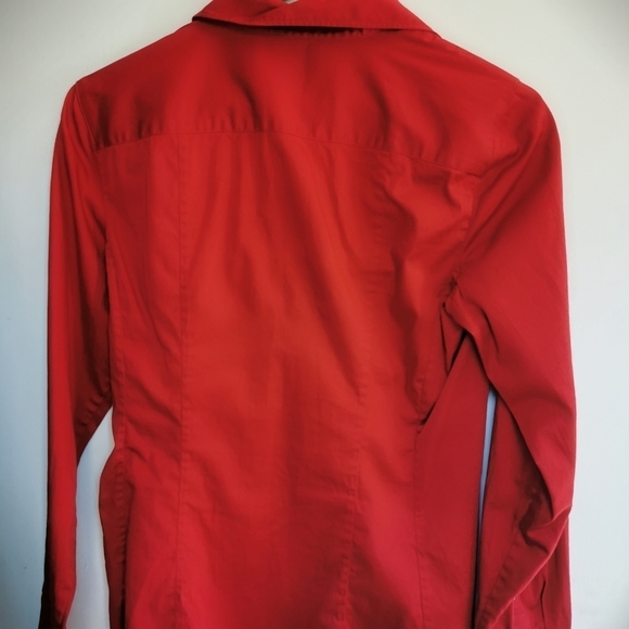 𝅺BANANA Republic Solid Red Fitted Shirt Button Down - Picture 3 of 7